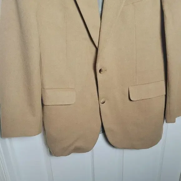 VINTAGE Nordstrom Classics Blazer Mens 44 Camel Hair Sport Coat Made in USA 90s